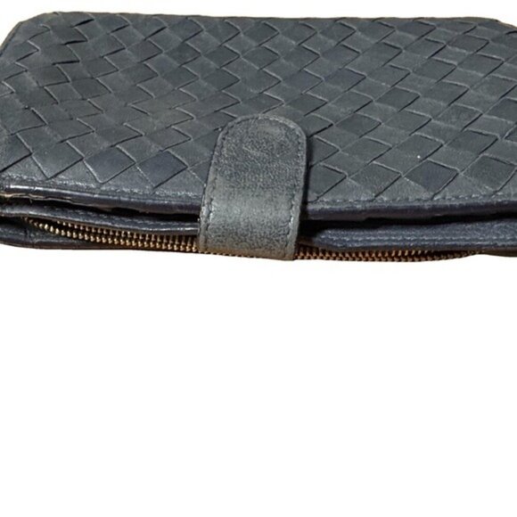Bottega Veneta Intrecciato Woven Leather French Wallet In Soft Blue Classic - Picture 10 of 12